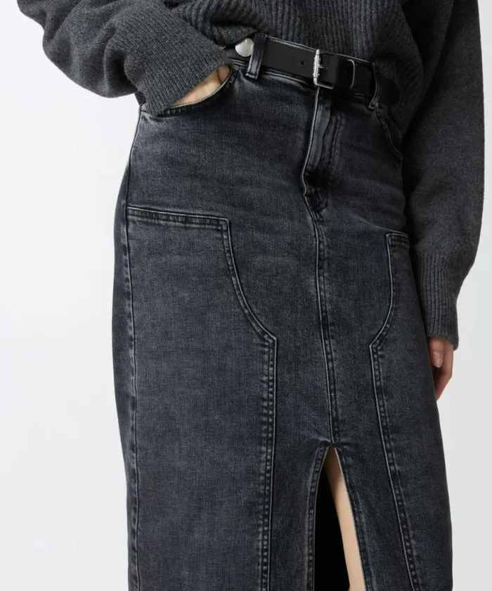 Women Skirts Pinko Dark Grey Denim Maxi Skirt Dark Grey Dirty Wash Women Skirts Pinko Dark Grey Denim Maxi Skirt Dark Grey Dirty Wash