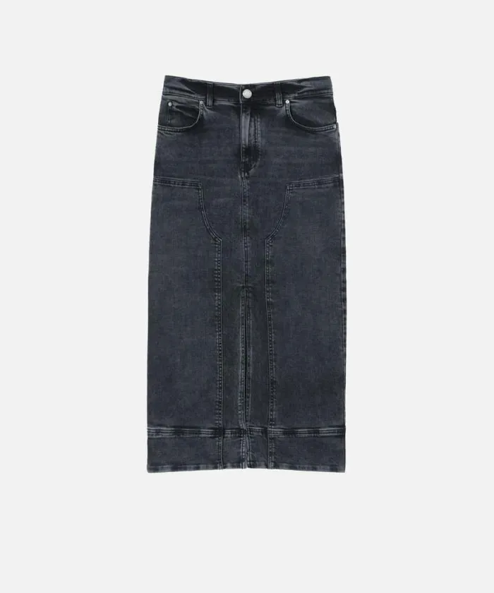 Women Skirts Pinko Dark Grey Denim Maxi Skirt Dark Grey Dirty Wash Women Skirts Pinko Dark Grey Denim Maxi Skirt Dark Grey Dirty Wash