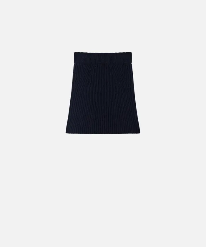 Women Skirts Pinko Ribbed Wool And Cashmere Mini Skirt Dark Navy Blue Women Skirts Pinko Ribbed Wool And Cashmere Mini Skirt Dark Navy Blue