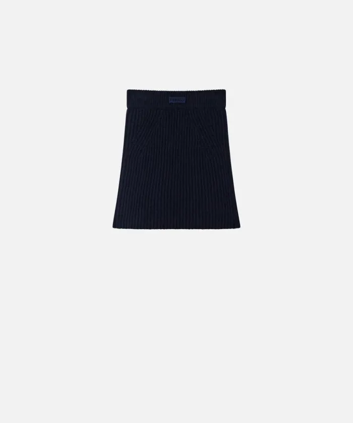 Women Skirts Pinko Ribbed Wool And Cashmere Mini Skirt Dark Navy Blue Women Skirts Pinko Ribbed Wool And Cashmere Mini Skirt Dark Navy Blue
