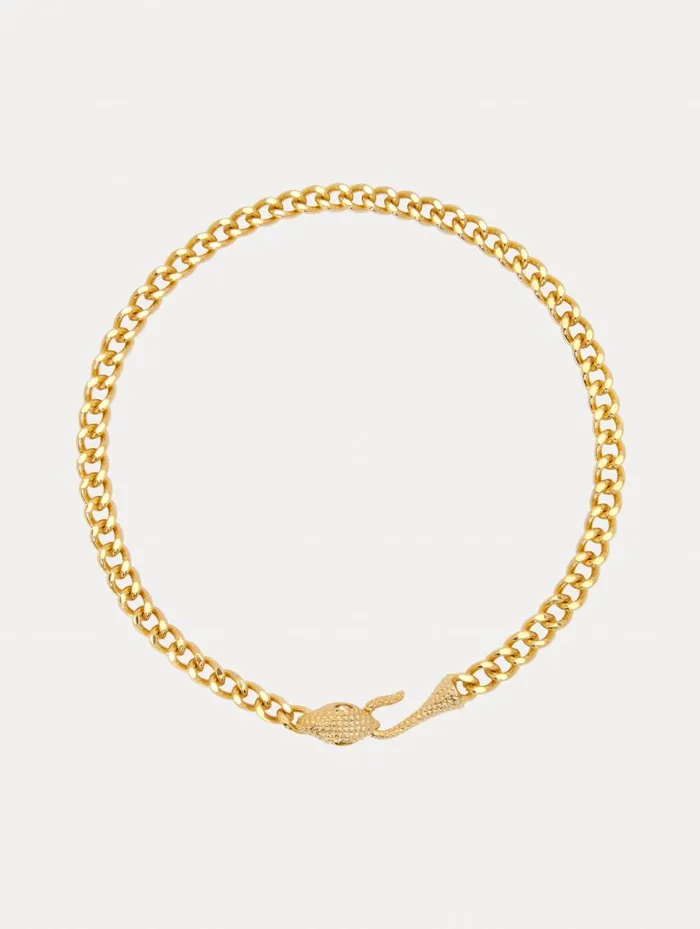 Women Snake Head ChainLink Necklace Gold Oscar De La Renta Necklaces