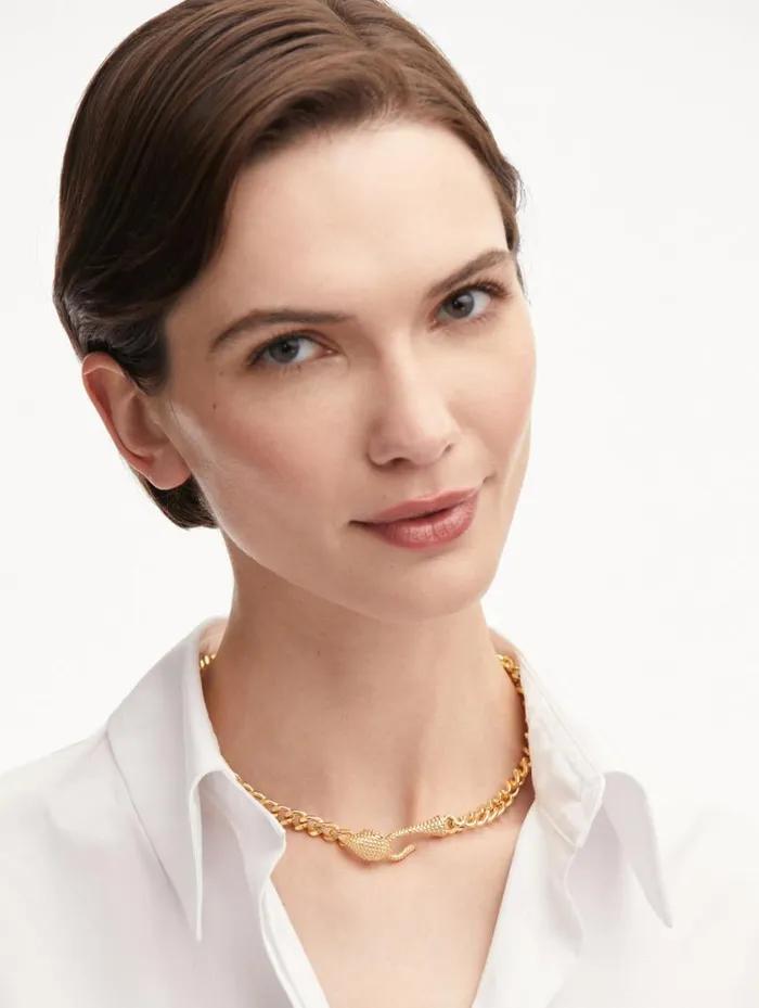 Women Snake Head ChainLink Necklace Gold Oscar De La Renta Necklaces Women Snake Head ChainLink Necklace Gold Oscar De La Renta Necklaces