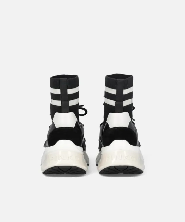 Women Sneakers Pinko ARIEL Sneakers With Knit Sock Detail Limo Black Women Sneakers Pinko ARIEL Sneakers With Knit Sock Detail Limo Black
