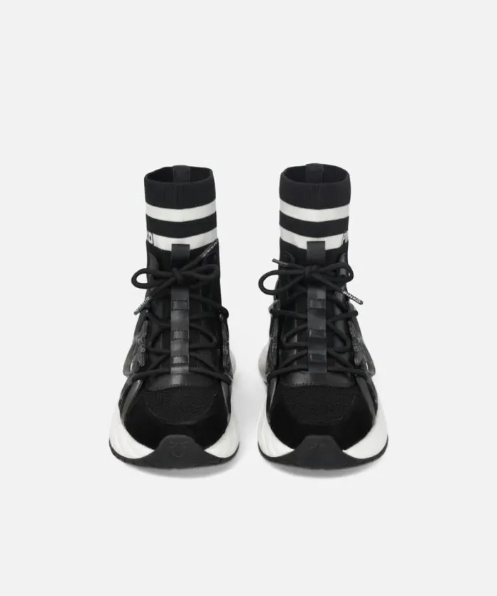 Women Sneakers Pinko ARIEL Sneakers With Knit Sock Detail Limo Black Women Sneakers Pinko ARIEL Sneakers With Knit Sock Detail Limo Black