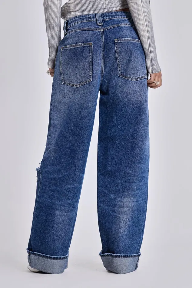 Women Sonic Baggy Leg Jeans With Turn Up Hem Jaded London Jeans