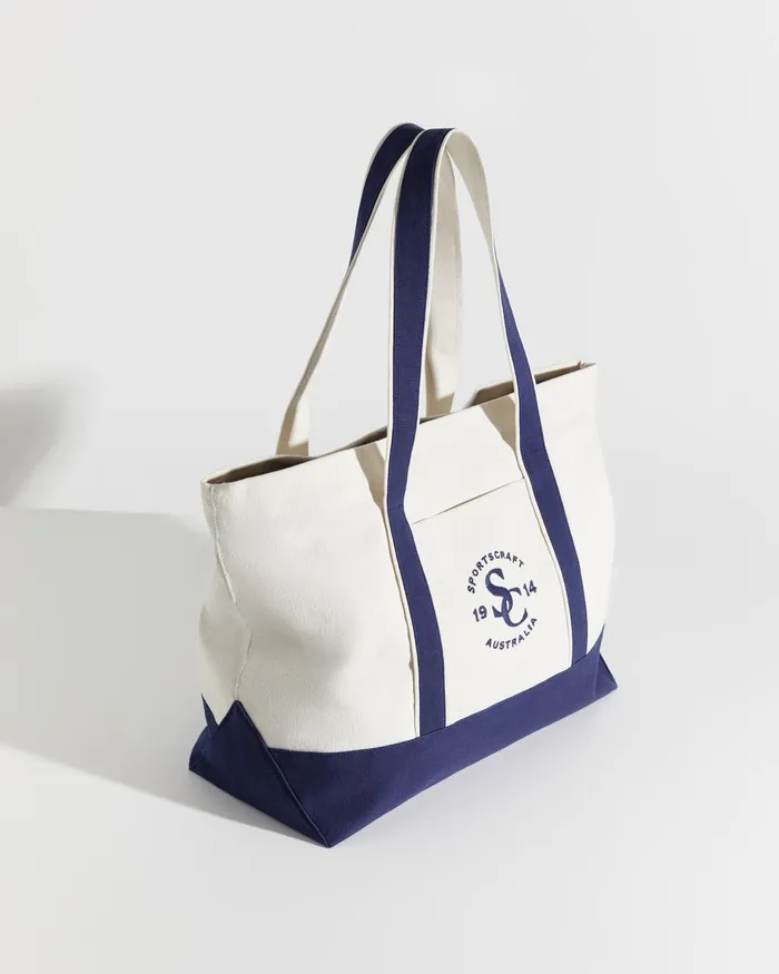 Women Sportscraft Bags Club Sport Canvas Tote Ecrunavy
