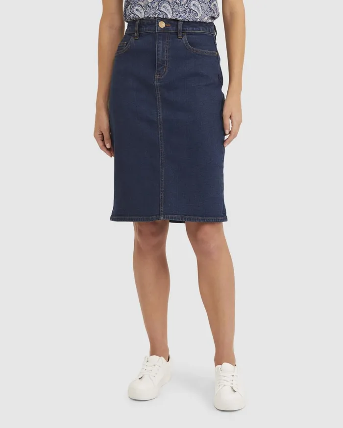 Women Sportscraft Denim Brodie Denim Skirt Dark Wash