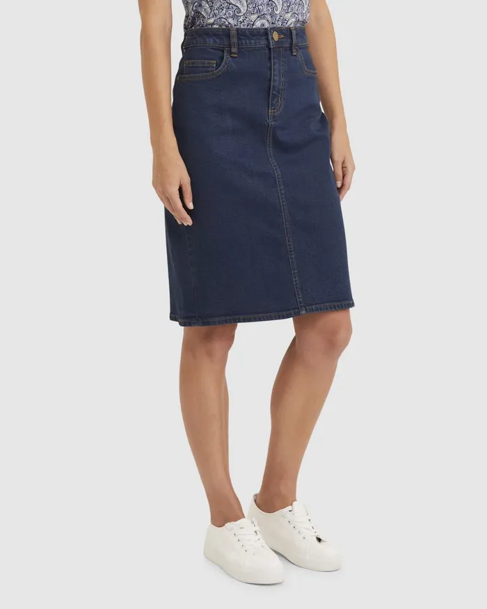 Women Sportscraft Denim Brodie Denim Skirt Dark Wash