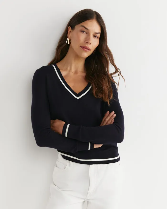 Women Sportscraft Knits and Cardigans Francis Merino VNeck Knit Navy