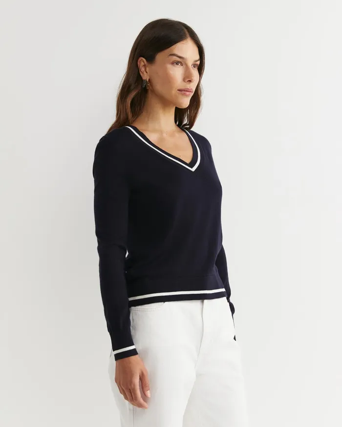 Women Sportscraft Knits and Cardigans Francis Merino VNeck Knit Navy