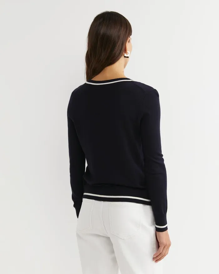 Women Sportscraft Knits and Cardigans Francis Merino VNeck Knit Navy