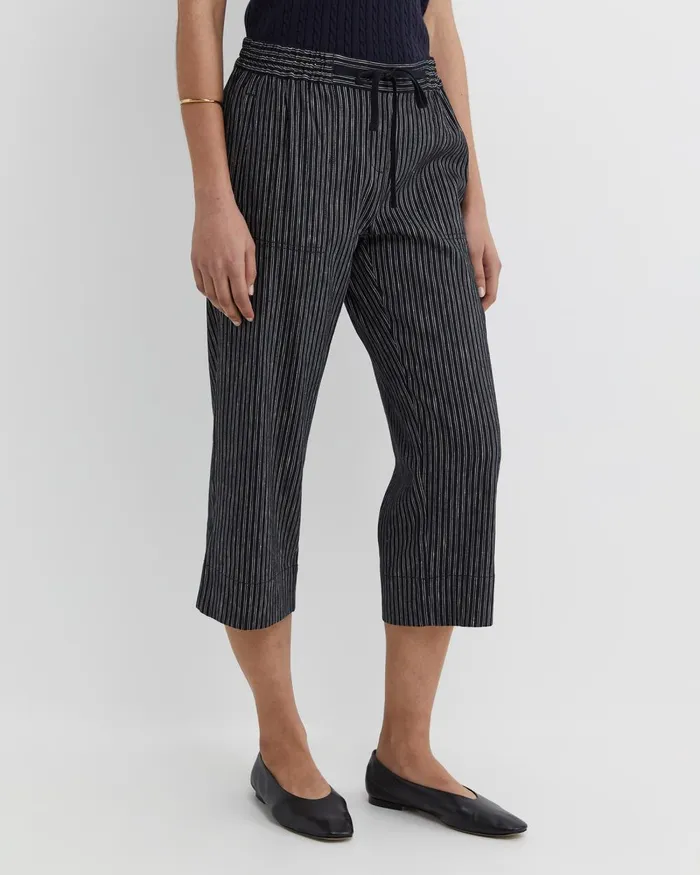 Women Sportscraft Pants Rosa Stripe Crop Linen Pant Navywhite