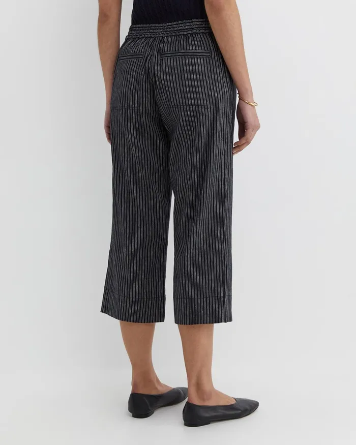 Women Sportscraft Pants Rosa Stripe Crop Linen Pant Navywhite