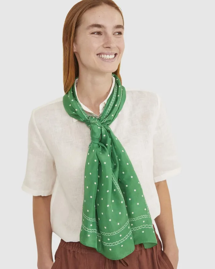 Women Sportscraft Scarves Spot Silk Scarf Green