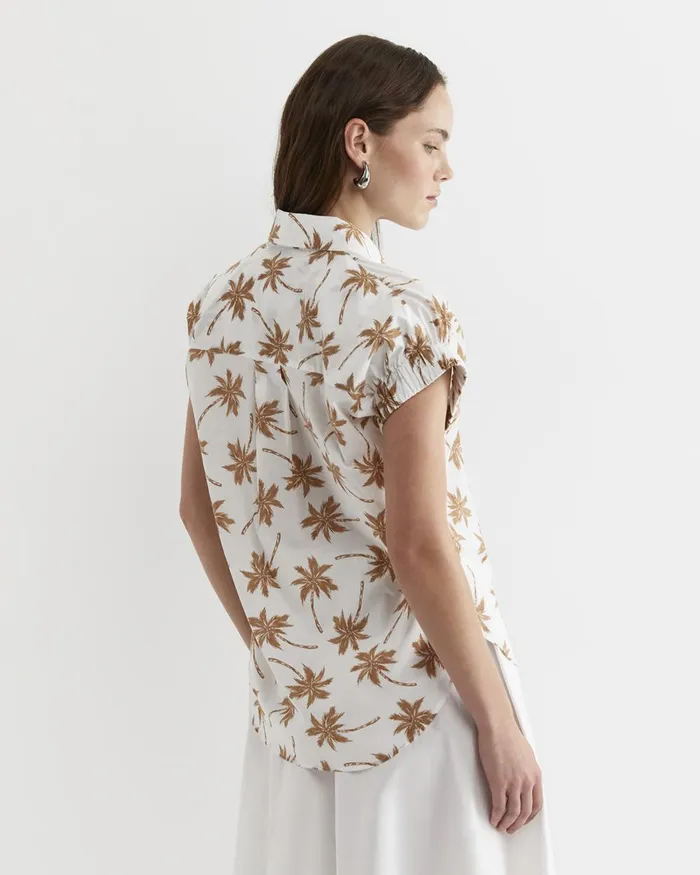 Women Sportscraft Shirts Palm Short Sleeve Lily Voile Shirt Tanwhite