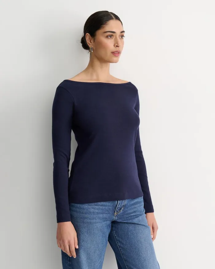 Women Sportscraft Tops and Tees Heidi Long Sleeve Rib Tee Navy