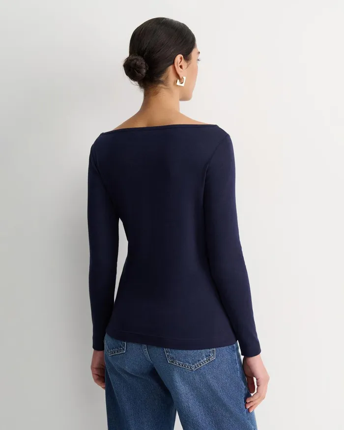 Women Sportscraft Tops and Tees Heidi Long Sleeve Rib Tee Navy