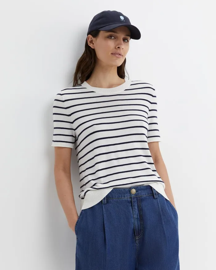 Women Sportscraft Tops and Tees Laurina Knit Tee Ivorynavy