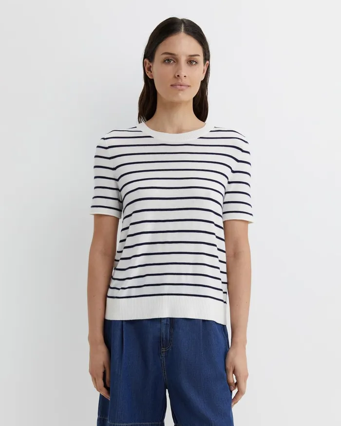 Women Sportscraft Tops and Tees Laurina Knit Tee Ivorynavy