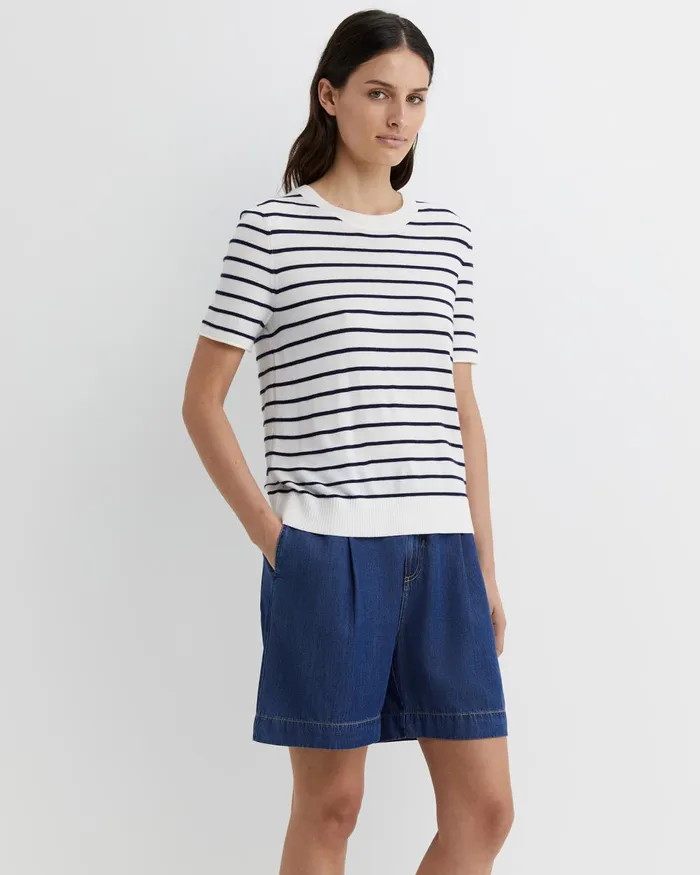 Women Sportscraft Tops and Tees Laurina Knit Tee Ivorynavy