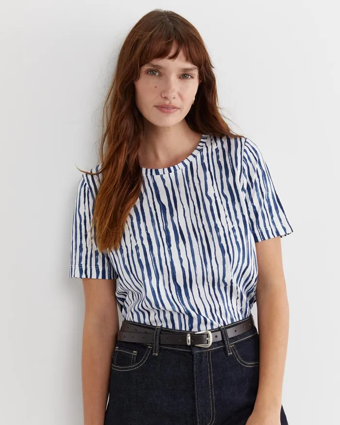 Women Sportscraft Tops and Tees Tina Stripe Mercerised Tee Navywhite
