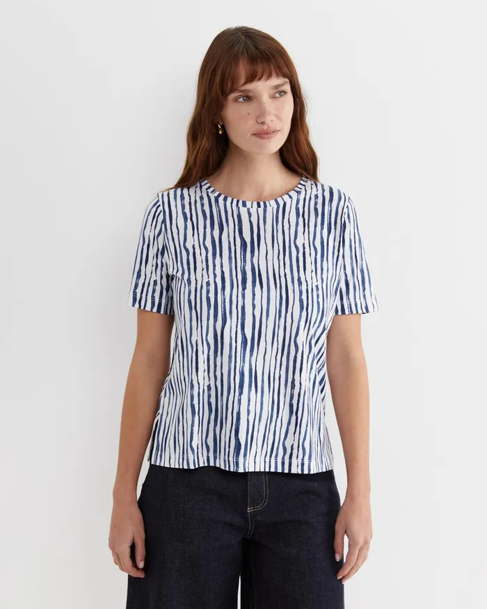 Women Sportscraft Tops and Tees Tina Stripe Mercerised Tee Navywhite