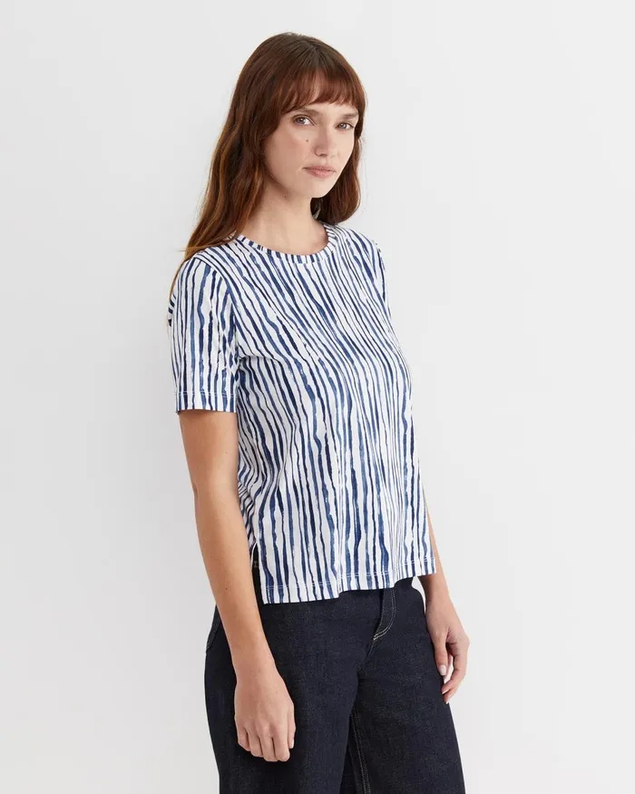 Women Sportscraft Tops and Tees Tina Stripe Mercerised Tee Navywhite