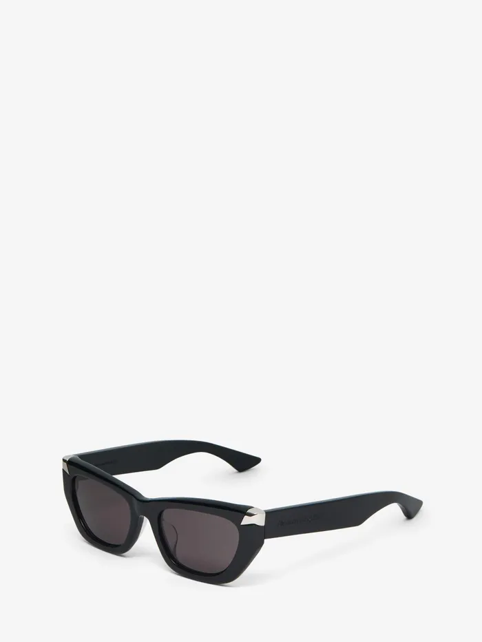 Women Sunglasses Alexander McQueen Punk Rivet Geometric Sunglasses Blacksmoke