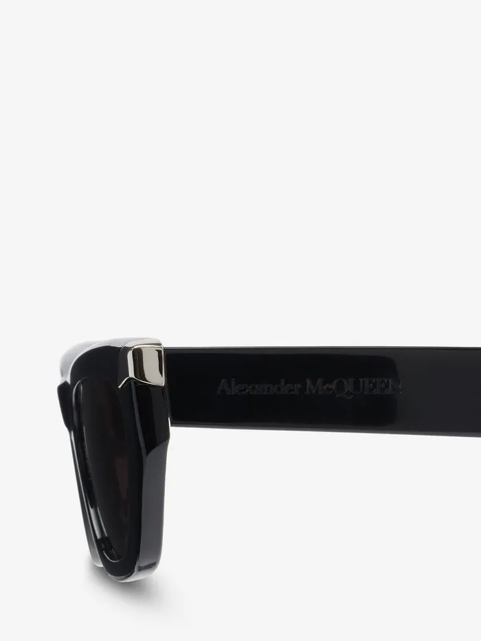 Women Sunglasses Alexander McQueen Punk Rivet Geometric Sunglasses Blacksmoke