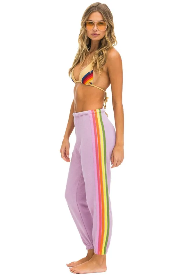 Women Sweatpants Aviator Nation 5 Stripe Sweatpants 8211 Mauve Pink Green