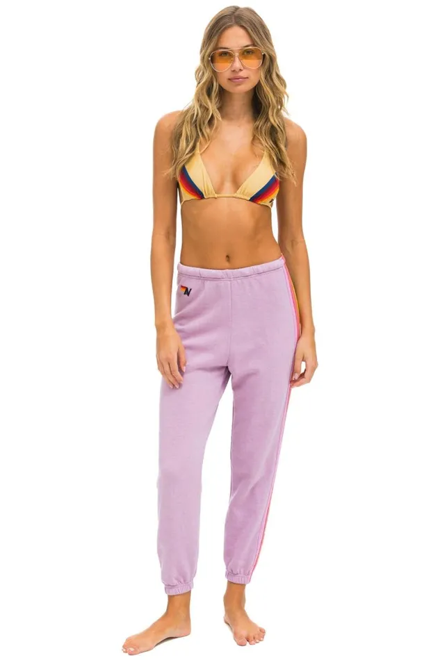 Women Sweatpants Aviator Nation 5 Stripe Sweatpants 8211 Mauve Pink Green