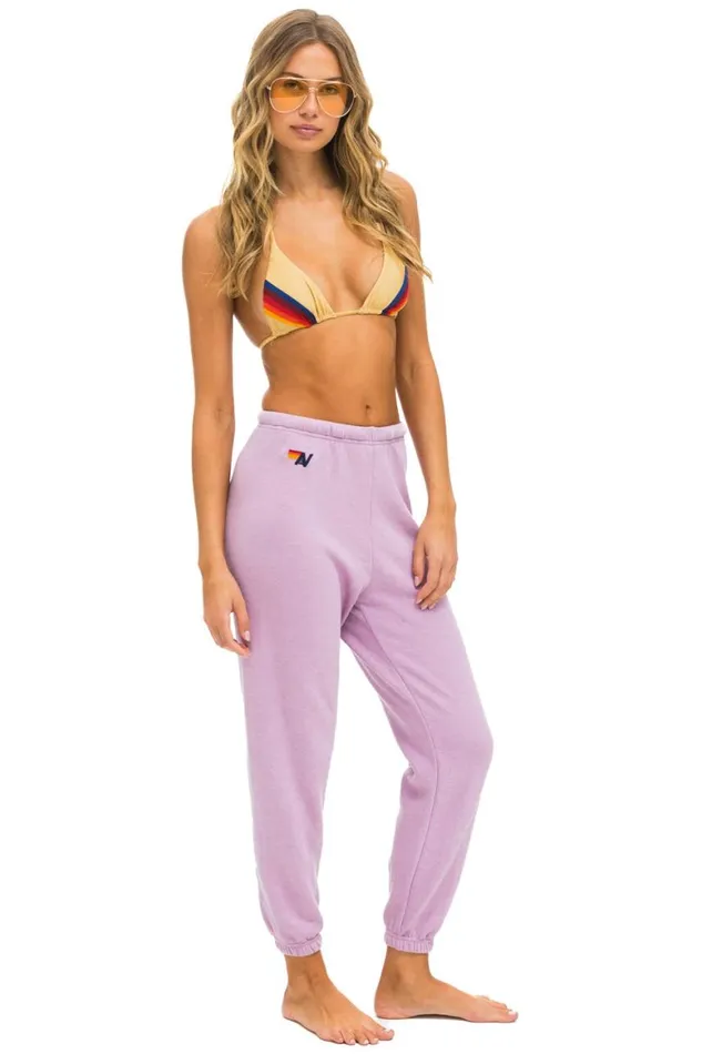 Women Sweatpants Aviator Nation 5 Stripe Sweatpants 8211 Mauve Pink Green