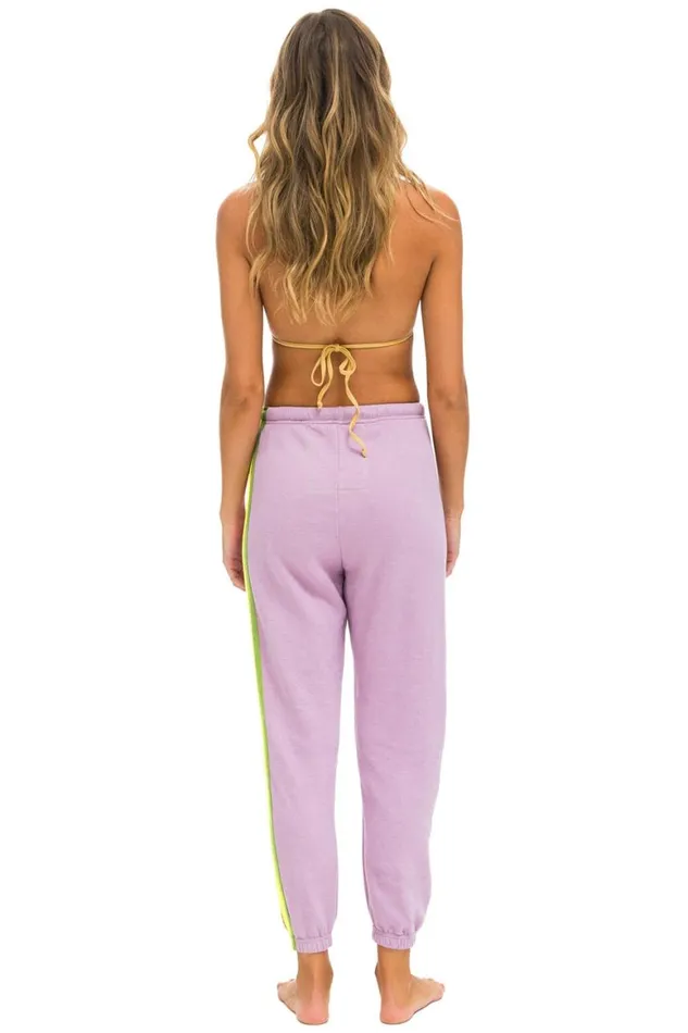 Women Sweatpants Aviator Nation 5 Stripe Sweatpants 8211 Mauve Pink Green