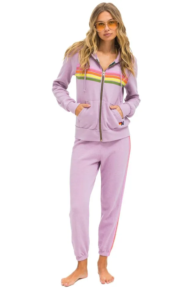 Women Sweatpants Aviator Nation 5 Stripe Sweatpants 8211 Mauve Pink Green