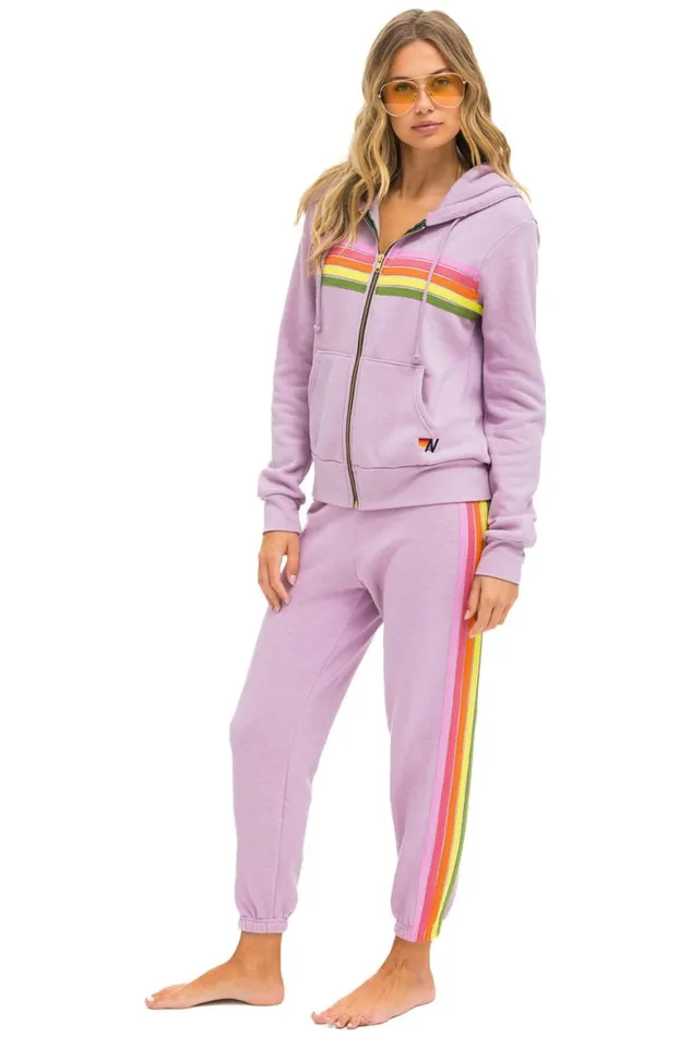 Women Sweatpants Aviator Nation 5 Stripe Sweatpants 8211 Mauve Pink Green