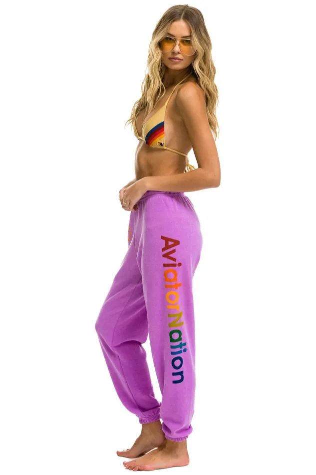 Women Sweatpants Aviator Nation Laguna Beach Sweatpants 8211 Neon Purple