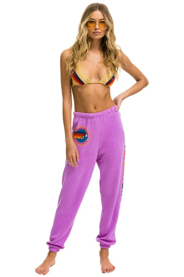 Women Sweatpants Aviator Nation Laguna Beach Sweatpants 8211 Neon Purple