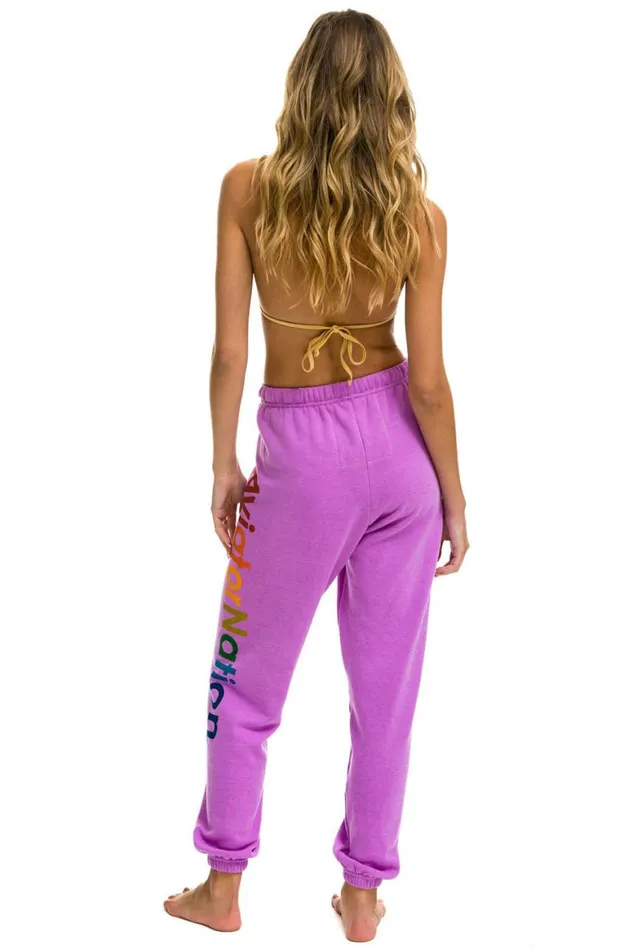 Women Sweatpants Aviator Nation Laguna Beach Sweatpants 8211 Neon Purple