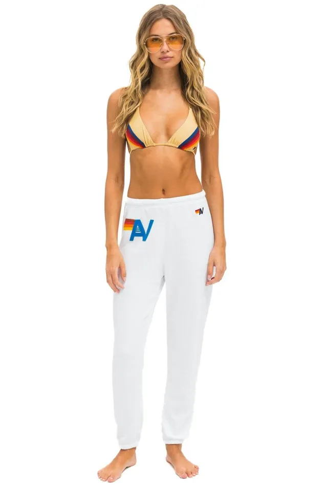 Women Sweatpants Aviator Nation Logo Stitch Sweatpants 8211 White