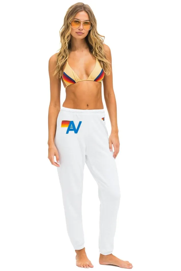 Women Sweatpants Aviator Nation Logo Stitch Sweatpants 8211 White