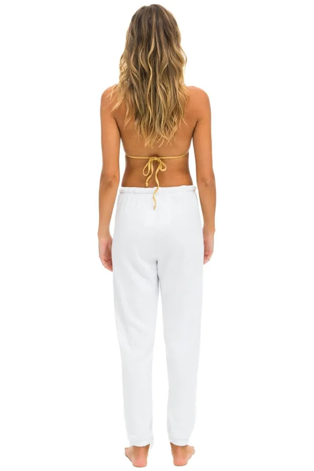 Women Sweatpants Aviator Nation Logo Stitch Sweatpants 8211 White