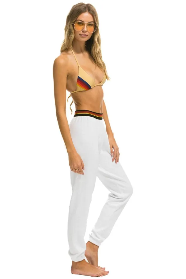 Women Sweatpants Aviator Nation Logo Stripe Sweatpants 8211 White