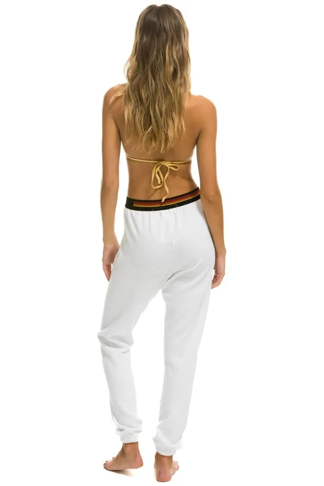 Women Sweatpants Aviator Nation Logo Stripe Sweatpants 8211 White