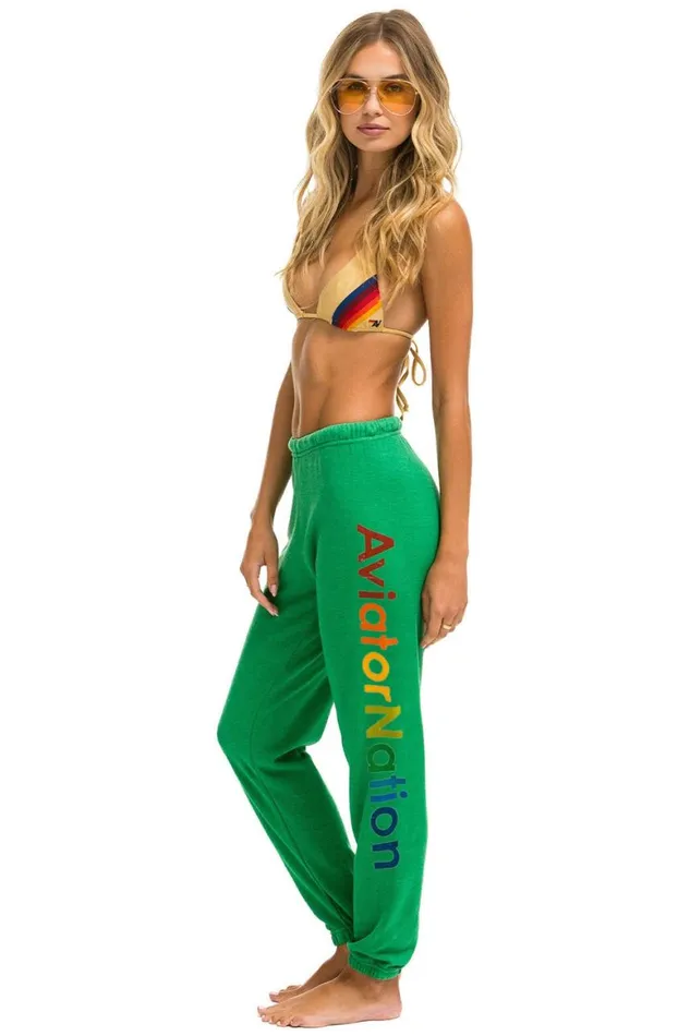 Women Sweatpants Aviator Nation Manhattan Beach Sweatpants 8211 Kelly Green
