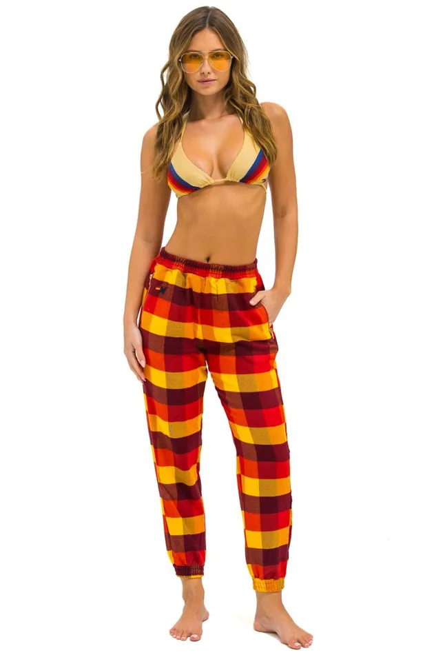 Women Sweatpants Aviator Nation Plaid Lodge Pant 8211 Surfy Plaid