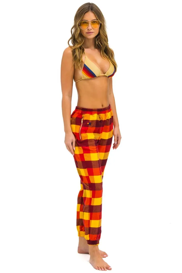Women Sweatpants Aviator Nation Plaid Lodge Pant 8211 Surfy Plaid
