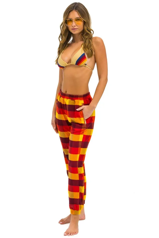 Women Sweatpants Aviator Nation Plaid Lodge Pant 8211 Surfy Plaid