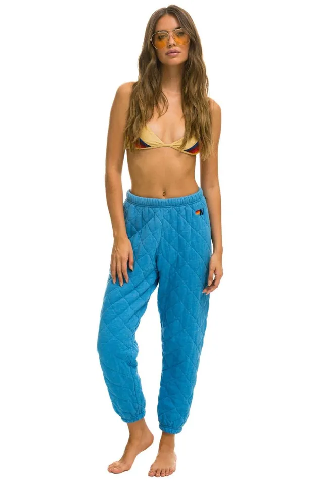 Women Sweatpants Aviator Nation Quilted Sweatpants 8211 Ocean