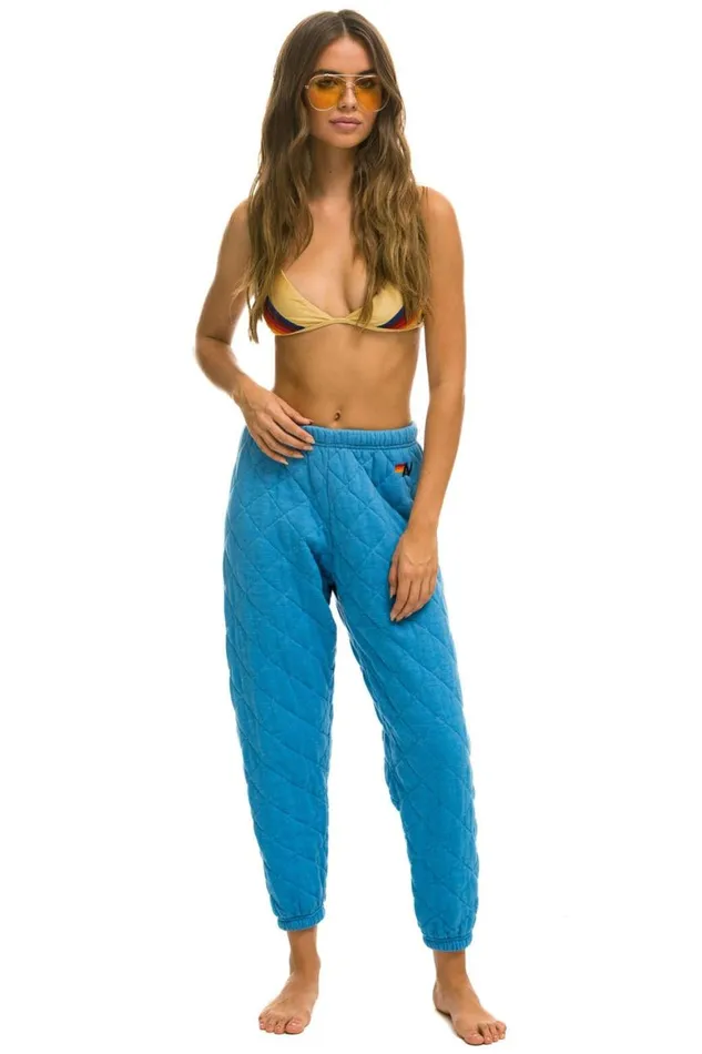 Women Sweatpants Aviator Nation Quilted Sweatpants 8211 Ocean