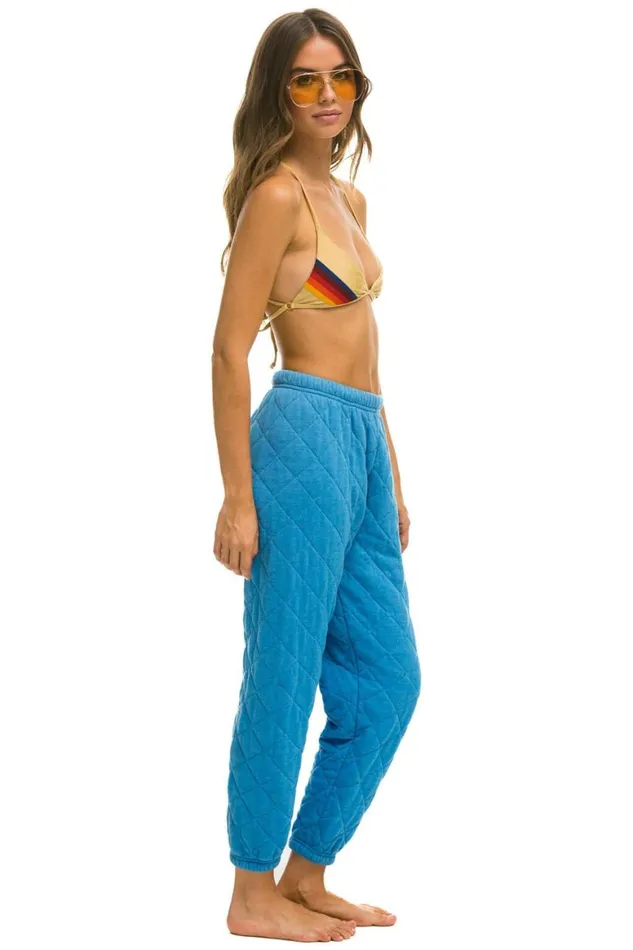 Women Sweatpants Aviator Nation Quilted Sweatpants 8211 Ocean